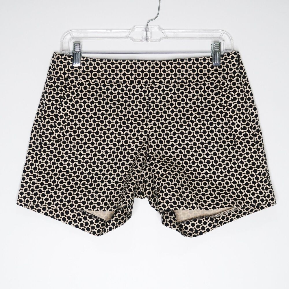 J.Crew Womens Short Size 4 Stretch Black Cream Chino Geometric Formal Minimalist